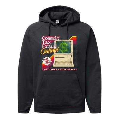 Commit Tax Fraud Online! Distressed Retro Video Game Box Art Performance Fleece Hoodie