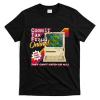 Commit Tax Fraud Online! Distressed Retro Video Game Box Art T-Shirt