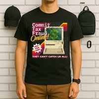 Commit Tax Fraud Online! Distressed Retro Video Game Box Art T-Shirt