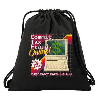 Commit Tax Fraud Online! Distressed Retro Video Game Box Art Drawstring Bag
