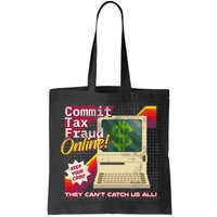 Commit Tax Fraud Online! Distressed Retro Video Game Box Art Tote Bag