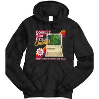 Commit Tax Fraud Online! Distressed Retro Video Game Box Art Tie Dye Hoodie