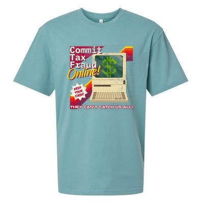 Commit Tax Fraud Online! Distressed Retro Video Game Box Art Sueded Cloud Jersey T-Shirt