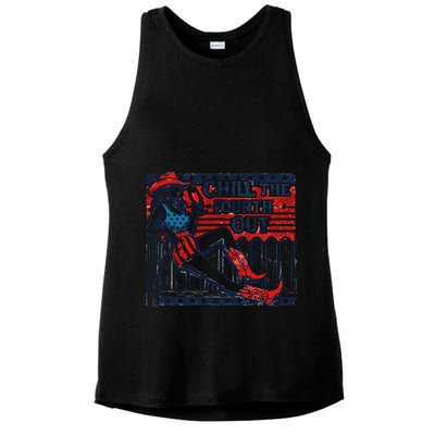 Chill The Fourth Out Funny 4th Of July Ladies PosiCharge Tri-Blend Wicking Tank