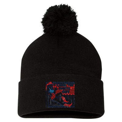 Chill The Fourth Out Funny 4th Of July Pom Pom 12in Knit Beanie