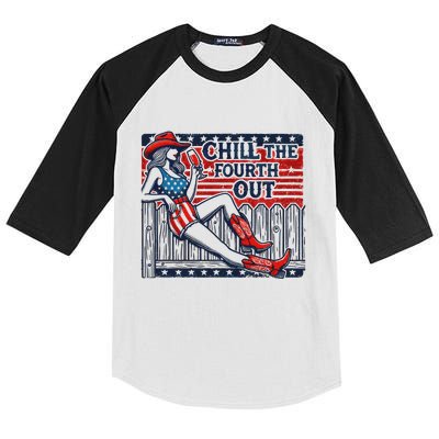 Chill The Fourth Out Funny 4th Of July Kids Colorblock Raglan Jersey