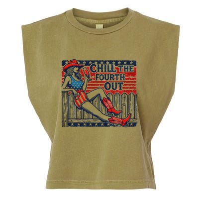 Chill The Fourth Out Funny 4th Of July Garment-Dyed Women's Muscle Tee