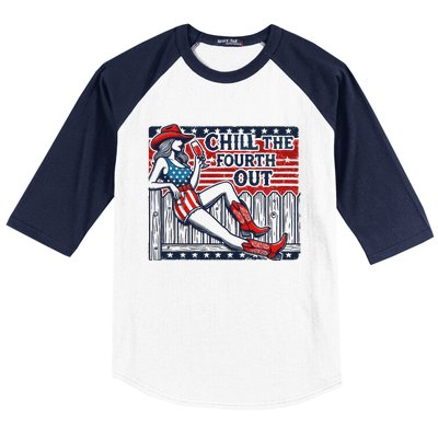 Chill The Fourth Out Funny 4th Of July Baseball Sleeve Shirt