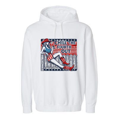 Chill The Fourth Out Funny 4th Of July Garment-Dyed Fleece Hoodie