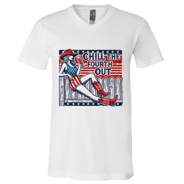 Chill The Fourth Out Funny 4th Of July V-Neck T-Shirt