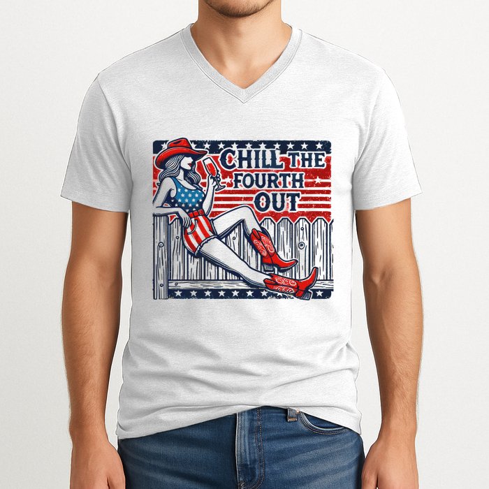 Chill The Fourth Out Funny 4th Of July V-Neck T-Shirt