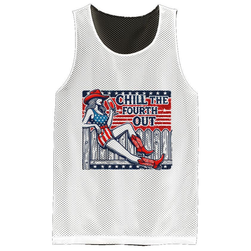 Chill The Fourth Out Funny 4th Of July Mesh Reversible Basketball Jersey Tank