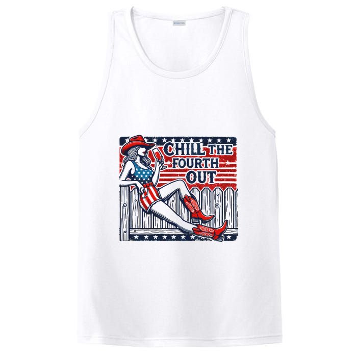 Chill The Fourth Out Funny 4th Of July PosiCharge Competitor Tank