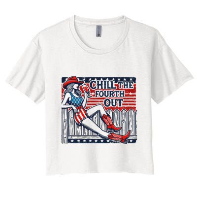 Chill The Fourth Out Funny 4th Of July Crop Top