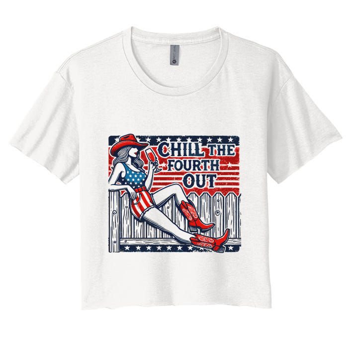 Chill The Fourth Out Funny 4th Of July Crop Top