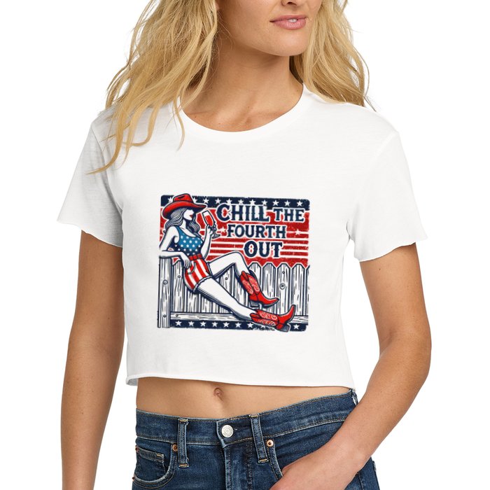 Chill The Fourth Out Funny 4th Of July Crop Top