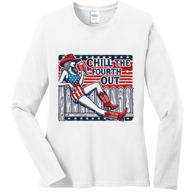 Chill The Fourth Out Funny 4th Of July Ladies Long Sleeve Shirt