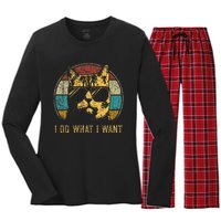 Cat Themed Funny I Do What I Want Cat Women's Long Sleeve Flannel Pajama Set 