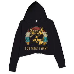 Cat Themed Funny I Do What I Want Cat Crop Fleece Hoodie