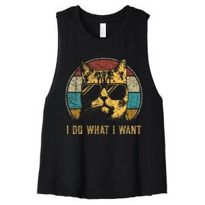 Cat Themed Funny I Do What I Want Cat Women's Racerback Cropped Tank