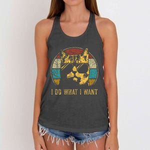 Cat Themed Funny I Do What I Want Cat Women's Knotted Racerback Tank