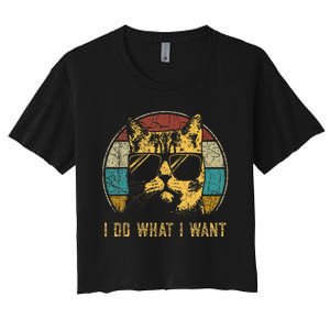 Cat Themed Funny I Do What I Want Cat Women's Crop Top Tee