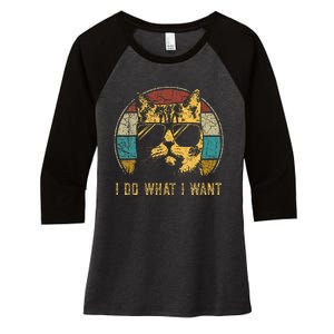 Cat Themed Funny I Do What I Want Cat Women's Tri-Blend 3/4-Sleeve Raglan Shirt