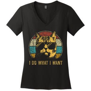 Cat Themed Funny I Do What I Want Cat Women's V-Neck T-Shirt