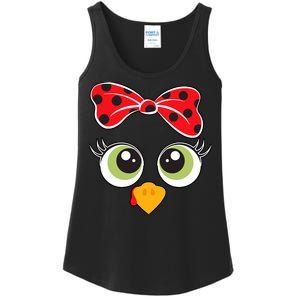 Cute Turkey Face Wo Little Girl Funny Thanksgiving Ladies Essential Tank