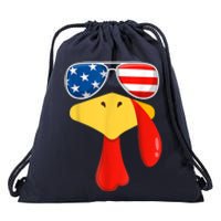 Cool Turkey Face Sunglasses Gobble Funny Thanksgiving Gifts Drawstring Bag