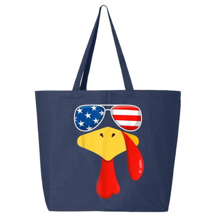 Cool Turkey Face Sunglasses Gobble Funny Thanksgiving Gifts 25L Jumbo Tote