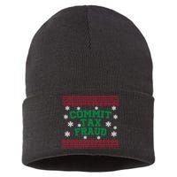 Commit Tax Fraud Ugly Christmas Tacky Holiday Sustainable Knit Beanie