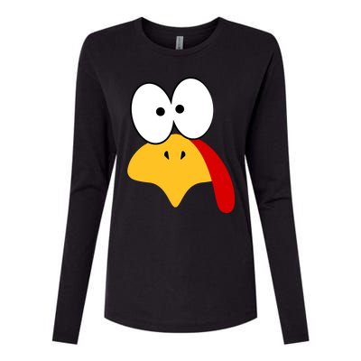 Cute Turkey Face Thanksgiving I'm Thankful Family Costume Womens Cotton Relaxed Long Sleeve T-Shirt