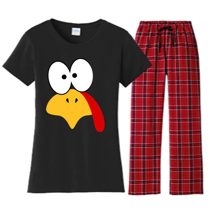 Cute Turkey Face Thanksgiving I'm Thankful Family Costume Women's Flannel Pajama Set