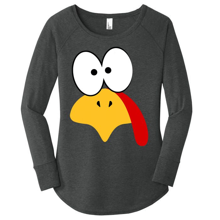 Cute Turkey Face Thanksgiving I'm Thankful Family Costume Women's Perfect Tri Tunic Long Sleeve Shirt