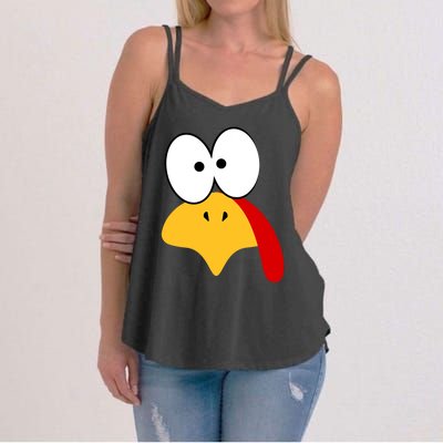 Cute Turkey Face Thanksgiving I'm Thankful Family Costume Women's Strappy Tank