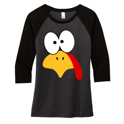 Cute Turkey Face Thanksgiving I'm Thankful Family Costume Women's Tri-Blend 3/4-Sleeve Raglan Shirt