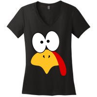 Cute Turkey Face Thanksgiving I'm Thankful Family Costume Women's V-Neck T-Shirt