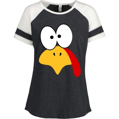 Cute Turkey Face Thanksgiving I'm Thankful Family Costume Enza Ladies Jersey Colorblock Tee