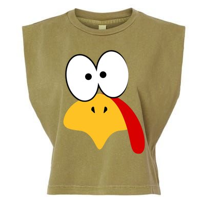 Cute Turkey Face Thanksgiving I'm Thankful Family Costume Garment-Dyed Women's Muscle Tee