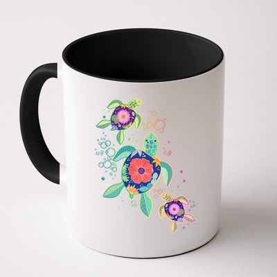 Cute Tropical Flower Ocean Sea Turtles Mug