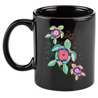 Cute Tropical Flower Ocean Sea Turtles 11oz C Handle Ceramic Mug