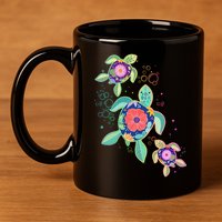 Cute Tropical Flower Ocean Sea Turtles 11oz C Handle Ceramic Mug