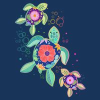 Cute Tropical Flower Ocean Sea Turtles Cooling Performance Crew T-Shirt