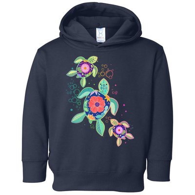 Cute Tropical Flower Ocean Sea Turtles Toddler Hoodie