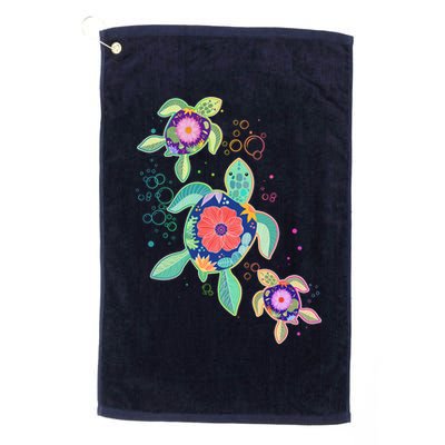 Cute Tropical Flower Ocean Sea Turtles Golf Towel