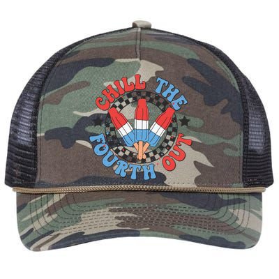 Chill The Fourth Out 4th Of July Independence Day Retro Rope Trucker Hat Cap