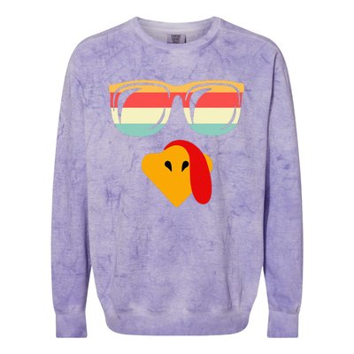 Cool Turkey Face With Sunglasses Thanksgiving Colorblast Crewneck Sweatshirt