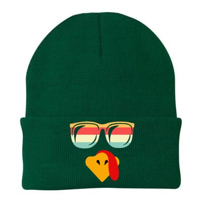 Cool Turkey Face With Sunglasses Thanksgiving Knit Cap Winter Beanie