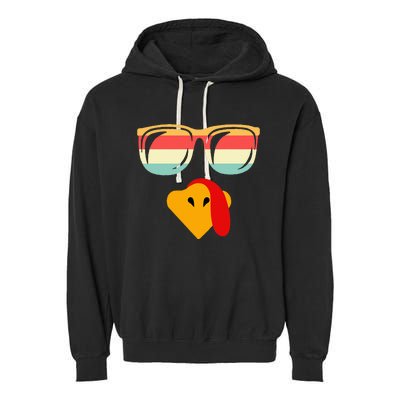 Cool Turkey Face With Sunglasses Thanksgiving Garment-Dyed Fleece Hoodie